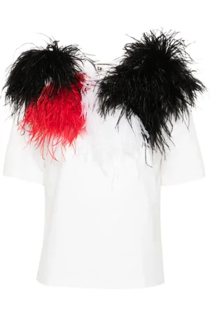 LOULOU Camiseta con detalle de plumas