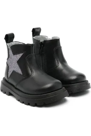 MONNALISA Botas de cuero con detalle de purpurina