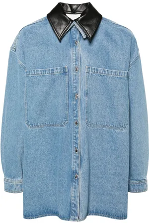 Nanushka Sobrecamisa vaquera con cuello en contraste