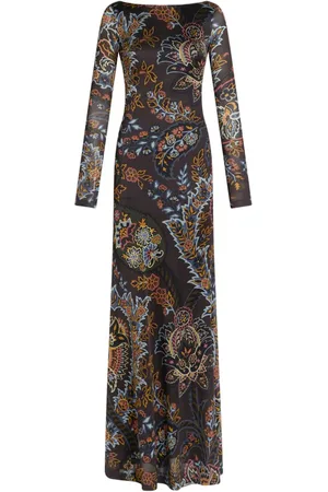 Etro Vestido largo con estampado de cachemira