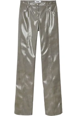 Msgm Pantalones rectos con acabado brillante