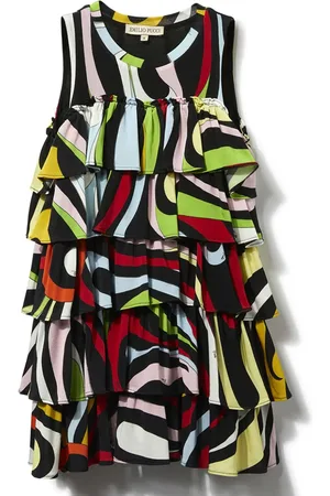 PUCCI Junior Vestido con estampado Marmo y volantes
