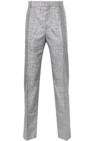 Alexander McQueen Pantalones con acabado metalizado