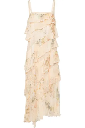 Camilla Vestido midi asimétrico con ribete de encaje