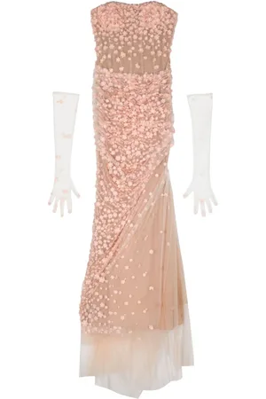 JEAN-LOUIS SABAJI Vestido largo con apliques florales