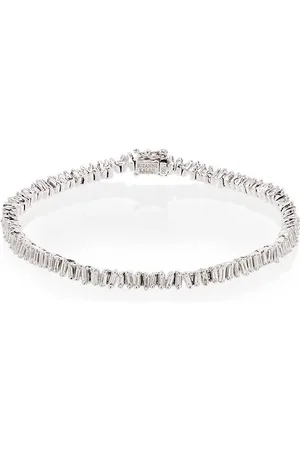 Suzanne Kalan Pulsera con motivo de tenis en oro blanco de 18kt con diamante pequeño