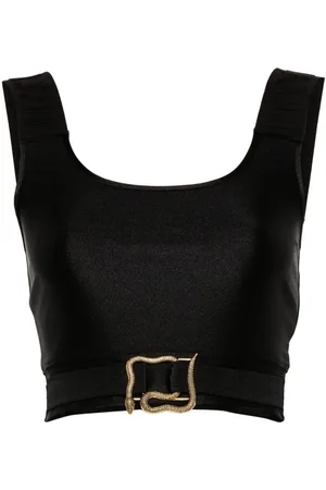 Roberto Cavalli Top corto con tiras del logo