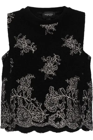 Giambattista Valli Top sin mangas con bordado floral