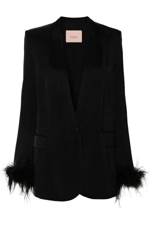 Twin-Set Blazer con ribete de plumas