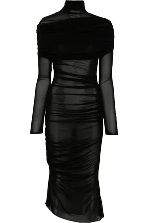 MUGLER Vestido translúcido fruncido