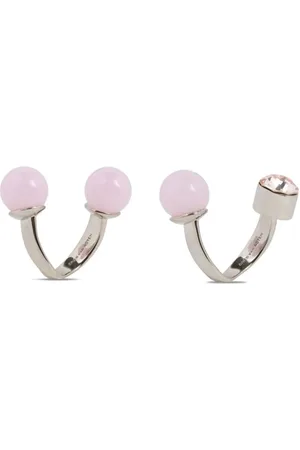 DRIES VAN NOTEN Set de dos anillos con apliques de strass
