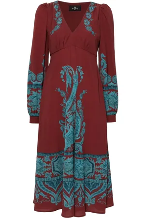 Etro Vestido midi con motivo de cachemira