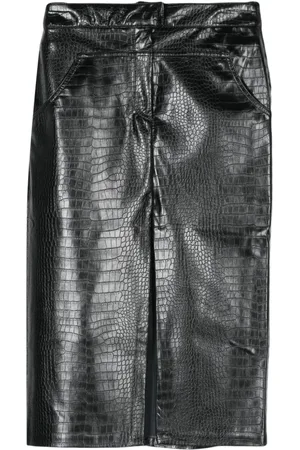 LANEUS Falda midi con efecto de piel de cocodrilo
