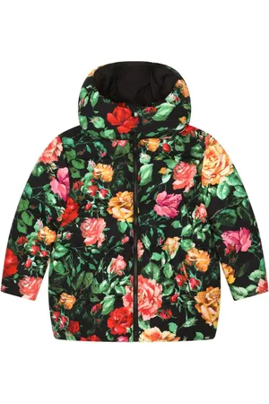 Dolce & Gabbana Plumífero con capucha y rosas estampadas