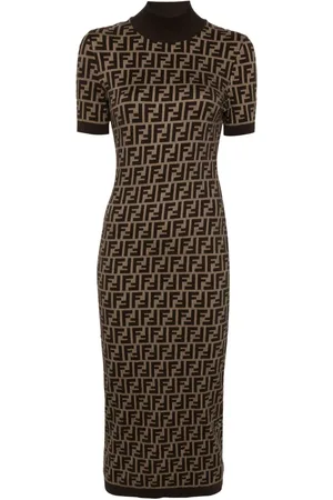 Fendi Vestido midi con motivo FF en jacquard