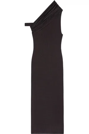 Courrèges Vestido midi con motivo pied de poule