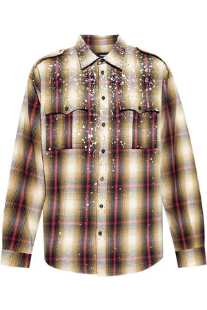Dsquared2 Camisa a cuadros con salpicadura de pintura