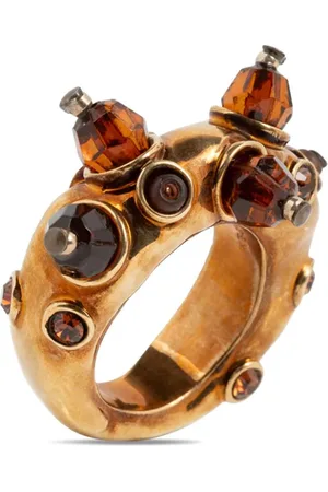 DRIES VAN NOTEN Anillo de latón con detalle de piedra