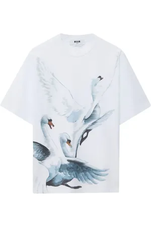 Msgm Camiseta con estampado de cisnes