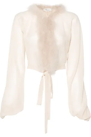 BLUMARINE Blusa con ribete de plumas