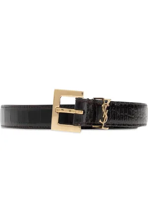 Saint Laurent Cinturón con efecto de piel de cocodrilo