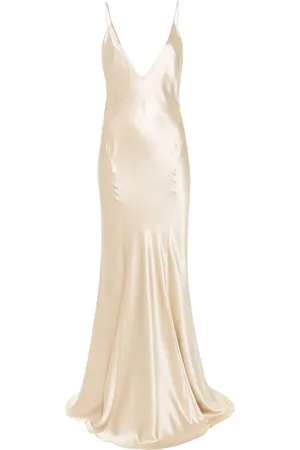 Saint Laurent Vestido largo con cuello en V