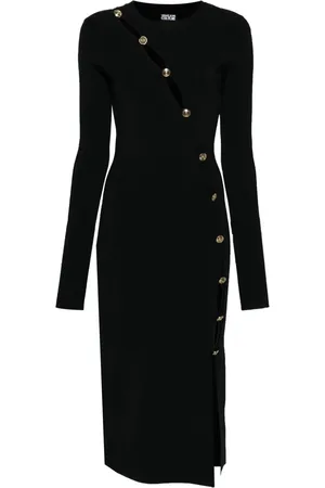 VERSACE Vestido midi con botones decorativos