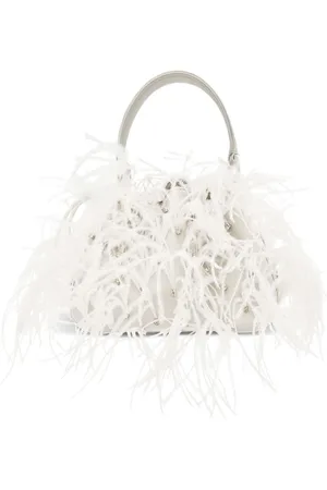 Oscar de la Renta Bolso O Handle nano con plumas de avestruz
