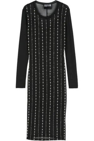 VERSACE Vestido midi con perlas artificiales