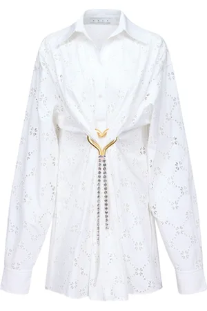 AREA Vestido camisero con bordado inglés