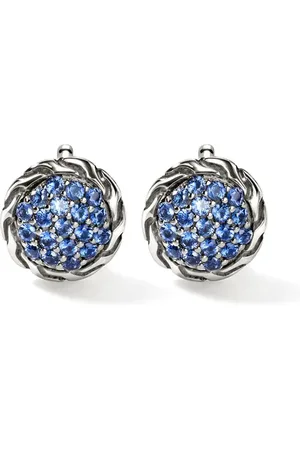 John Hardy Pendientes Carved Chain con zafiro
