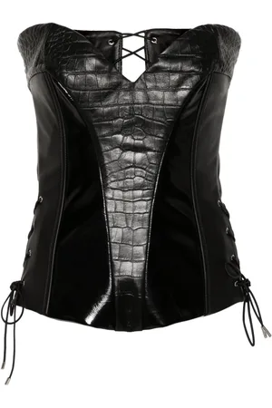 MITILIANE COUTURE Top estilo corsé con efecto de piel de cocodrilo