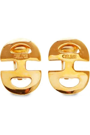 Céline Pendientes de clip con logo grabado