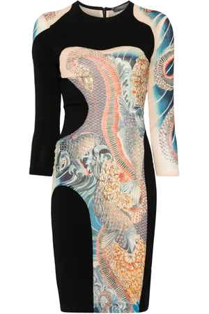 Alexander McQueen Vestido corto con estampado japonés