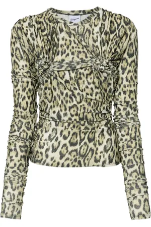 Vaquera Camiseta con motivo de leopardo