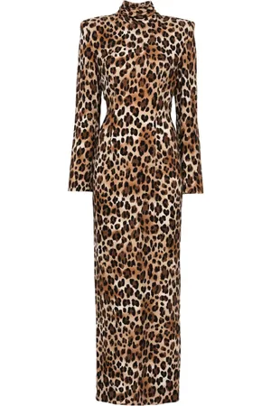 Rowen Rose Vestido largo con estampado de leopardo