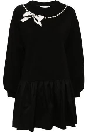 B+AB Vestido de punto con lazo en intarsia