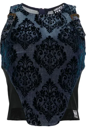 VERSACE Top vaquero con detalle afelpado