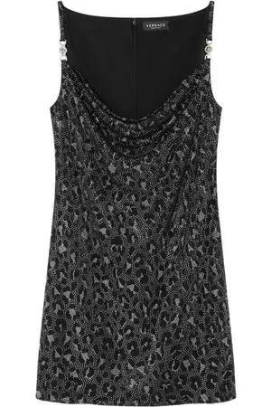 VERSACE Vestido corto con estampado de leopardo