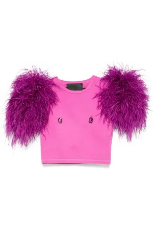 LOULOU Camiseta con detalle de plumas