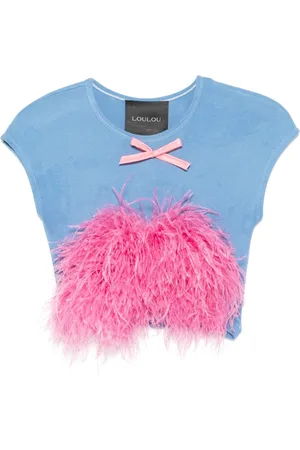 LOULOU Camiseta con detalle de plumas