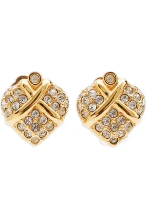 Dior Pendientes de clip con apliques de strass