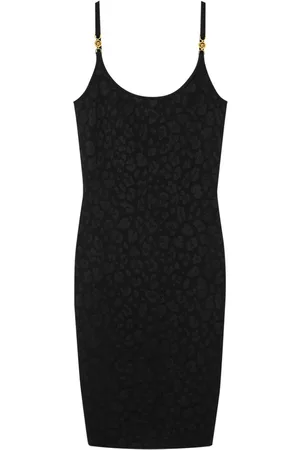 VERSACE Vestido midi con motivo de leopardo