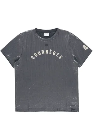 Courrèges Camiseta bordada con efecto envejecido