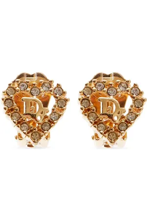 Dior Pendientes de clip con corazón de strass
