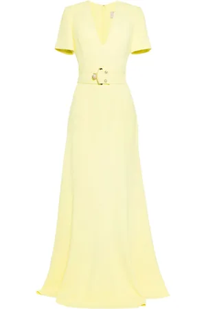 Elie saab Vestido de fiesta con cinturón y cuello en V