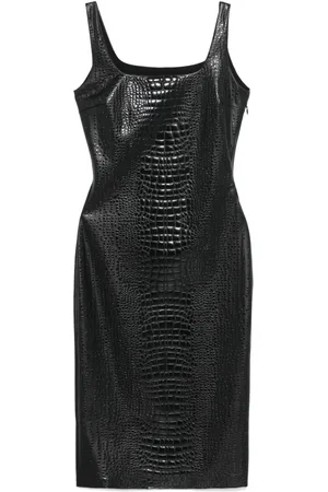 CHIARA BONI Vestido midi con efecto de piel de cocodrilo