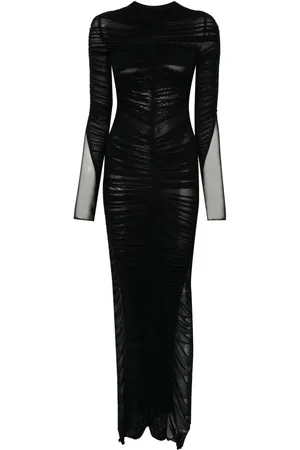 MUGLER Vestido largo fruncido