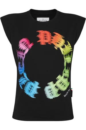 Philipp Plein Top Rainbow con estampado gótico