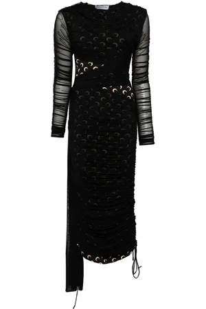 Marine Serre Vestido drapeado con estampado Crescent Moon